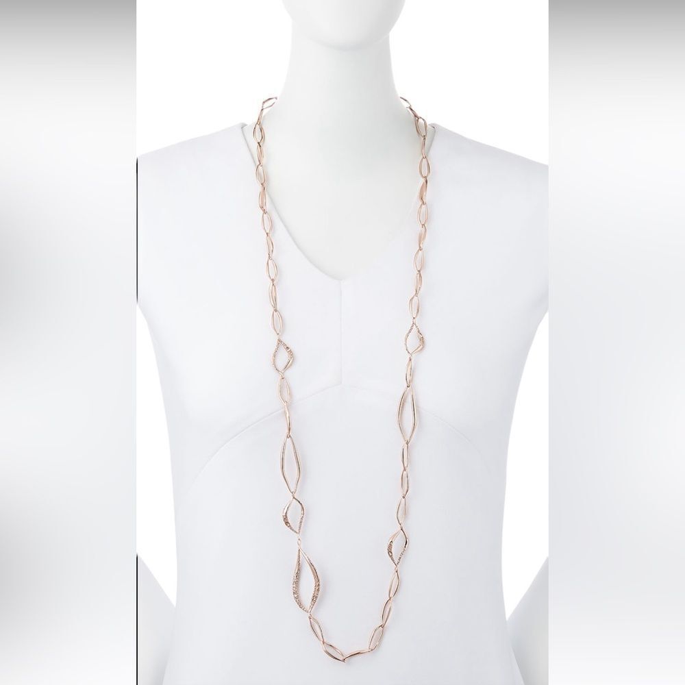 Alexis Bittar Ms. Havisham Rose Gold Long Link Station Crystal Necklace